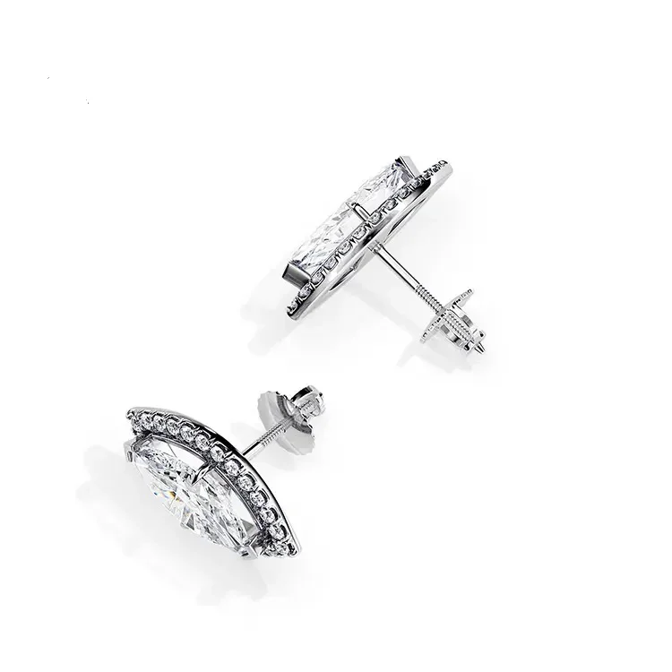 9ct Moissanite 1.0ct Marquise Halo Set Earrings - Image 5