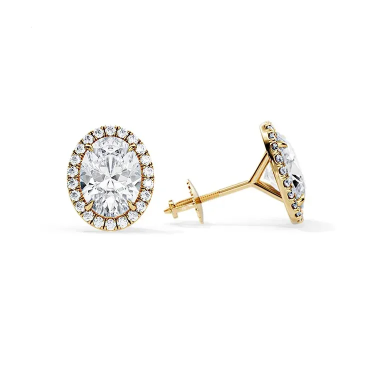 9ct Moissanite 1.0ct Oval Halo Set Earrings