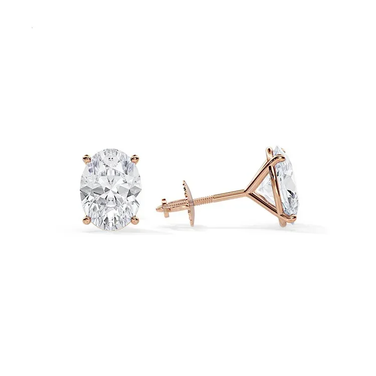 9ct Moissanite 1.0ct Oval Solitaire 4-Claw Stud Earrings - Image 11