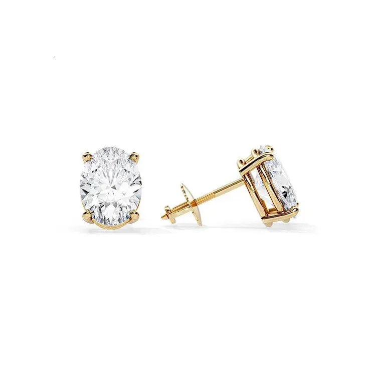 9ct Moissanite 1.0ct Oval Solitaire 4-Claw Stud Earrings - Image 6