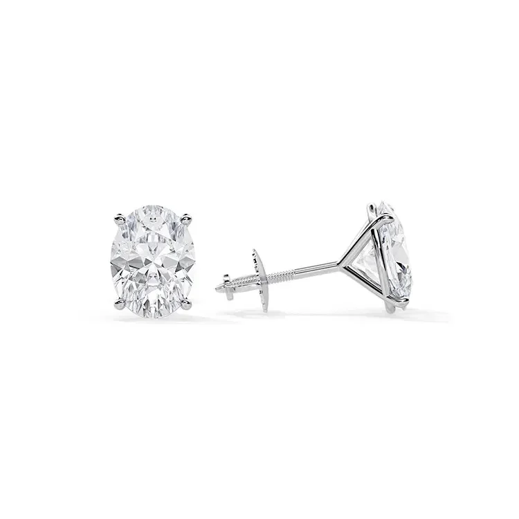 9ct Moissanite 1.0ct Oval Solitaire 4-Claw Stud Earrings - Image 7
