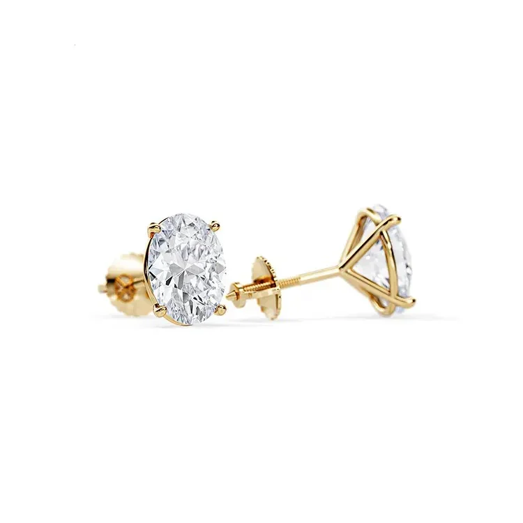 9ct Moissanite 1.0ct Oval Solitaire 4-Claw Stud Earrings - Image 8