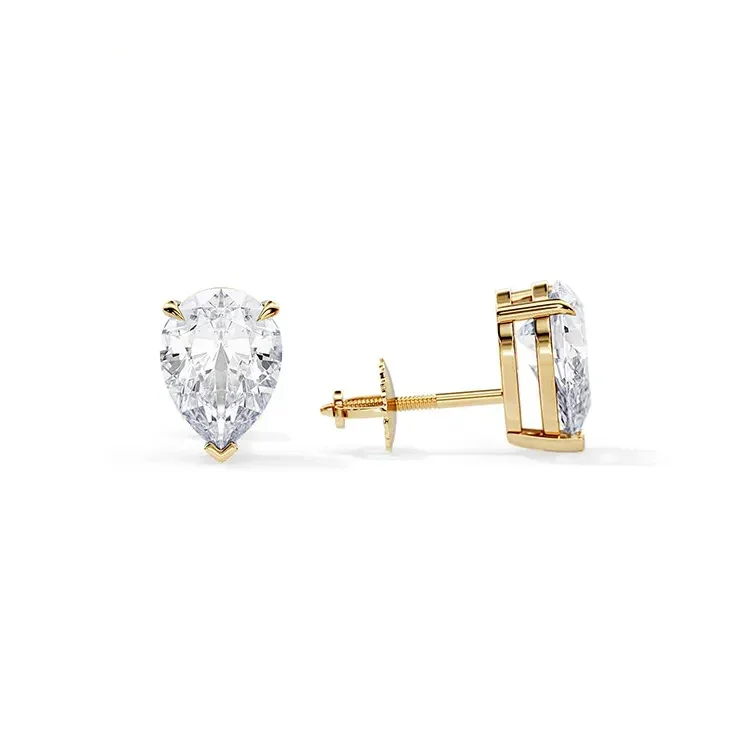 9ct Moissanite 1.0ct Pear Shape Stud Earrings