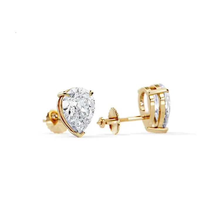 9ct Moissanite 1.0ct Pear Shape Stud Earrings - Image 2