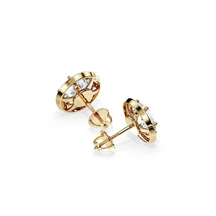 9ct Moissanite 1.0ct Round Halo Set Earrings - Image 5