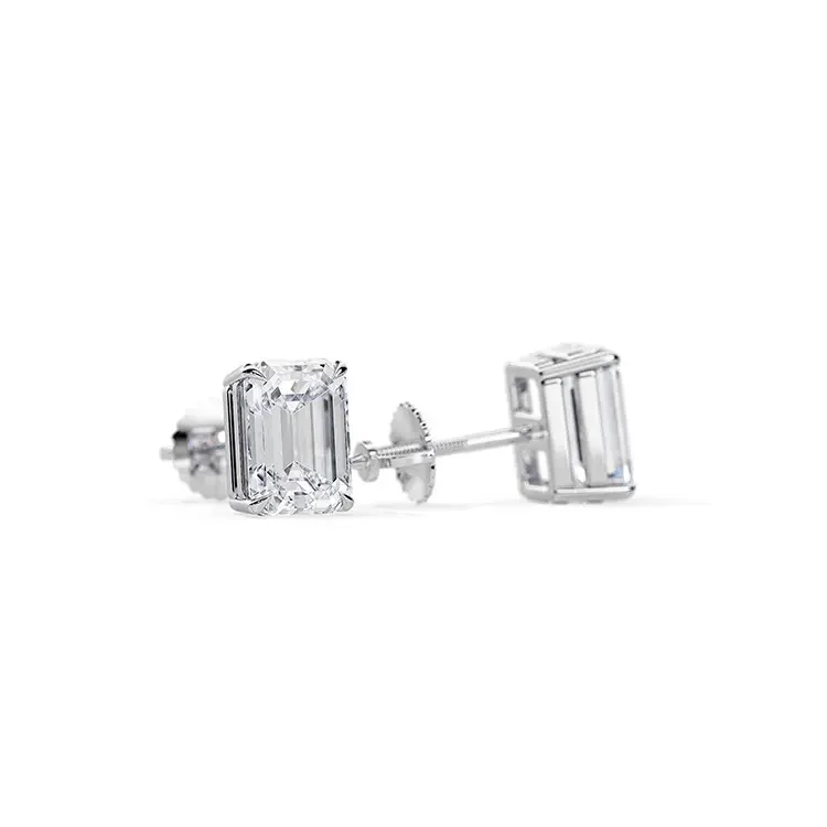 9ct Moissanite 1.0ct Solitaire 4-Claw Stud Earrings - Image 2