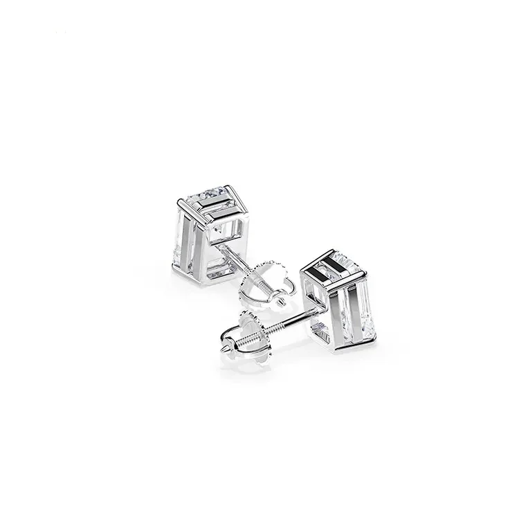 9ct Moissanite 1.0ct Solitaire 4-Claw Stud Earrings - Image 3