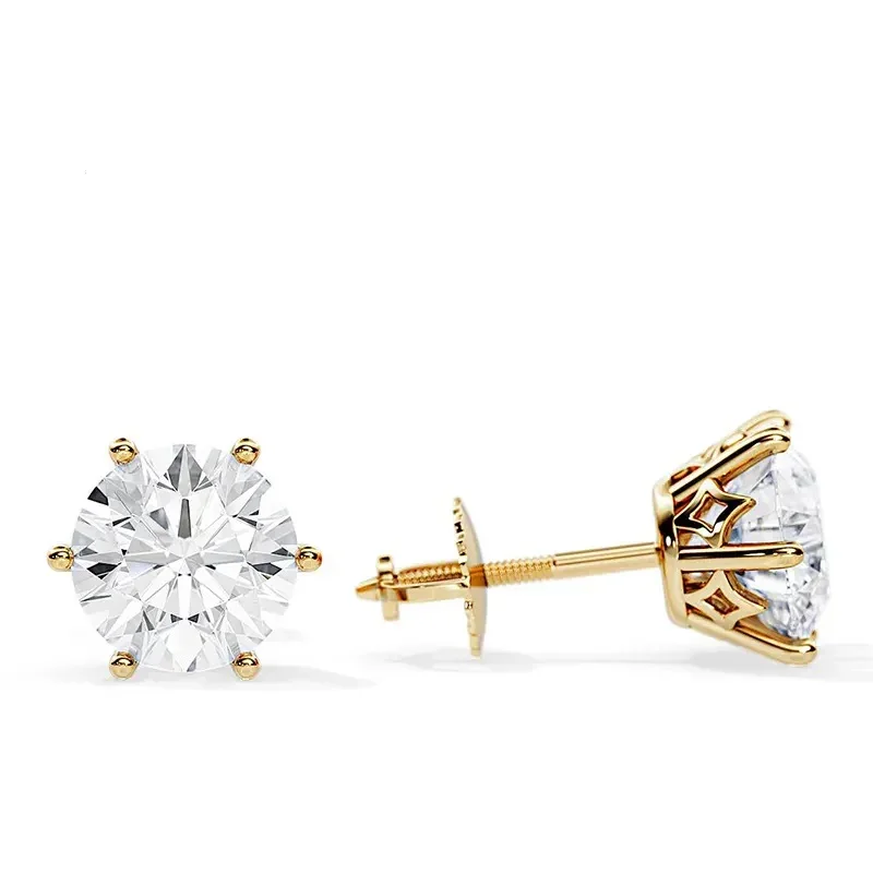 9ct Moissanite 1.0ct Solitaire 6-Claw Stud Earrings