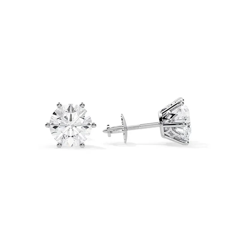 9ct Moissanite 1.0ct Solitaire 6-Claw Stud Earrings - Image 2