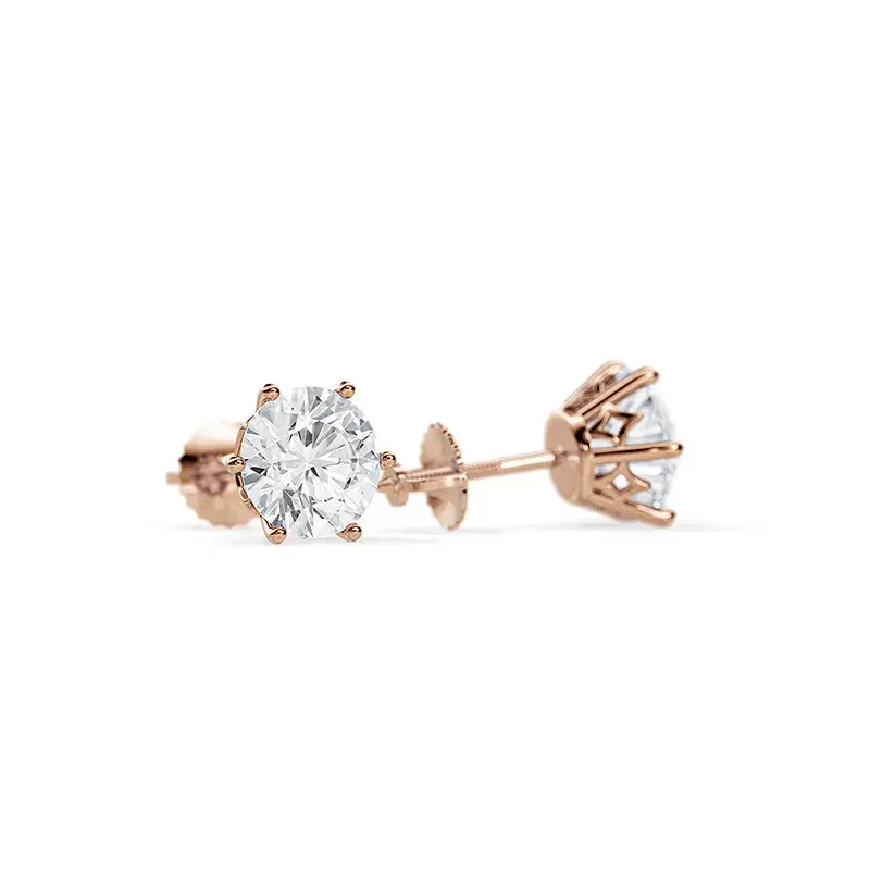 9ct Moissanite 1.0ct Solitaire 6-Claw Stud Earrings - Image 3