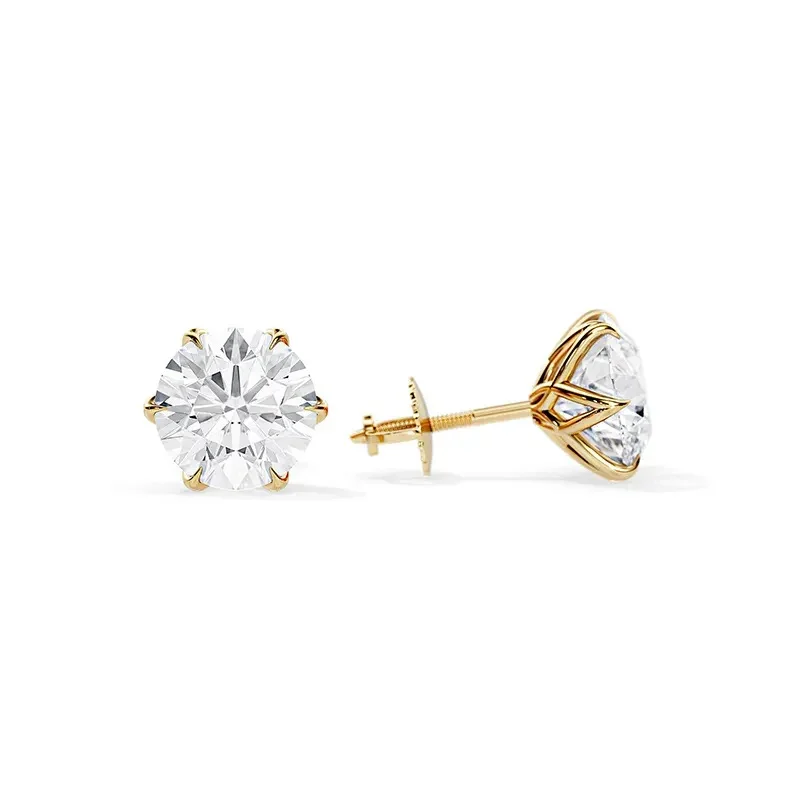 9ct Moissanite 1.0ct Solitaire 6-Claw Stud Earrings