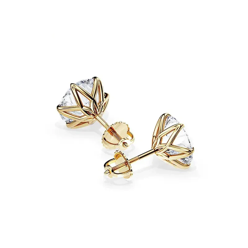 9ct Moissanite 1.0ct Solitaire 6-Claw Stud Earrings - Image 2