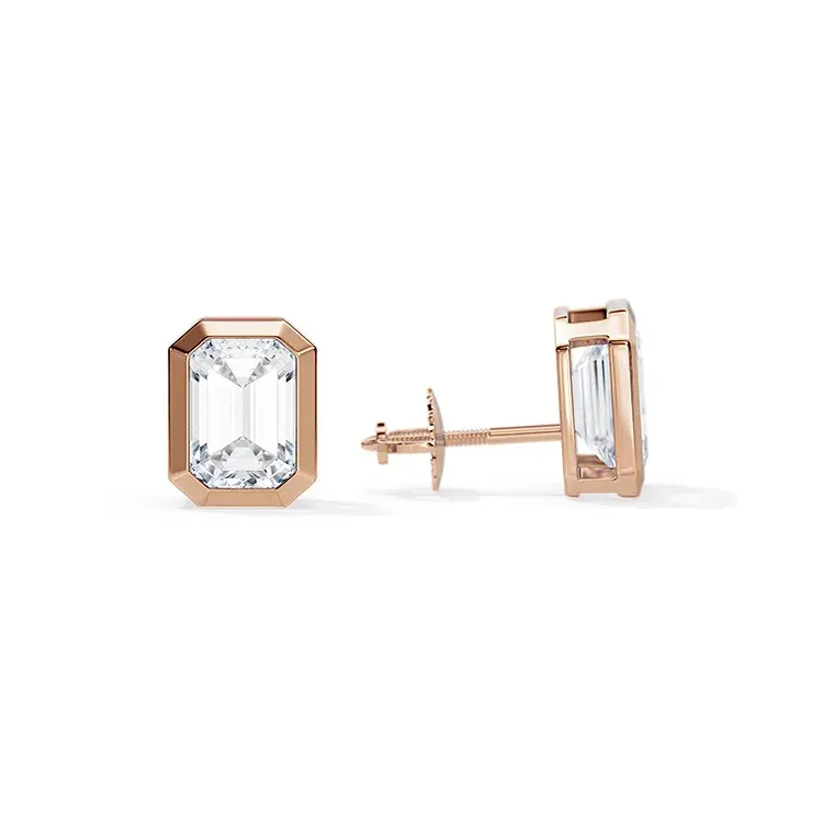 9ct Moissanite 1.0ct Solitaire Tube Set Stud Earrings - Image 3