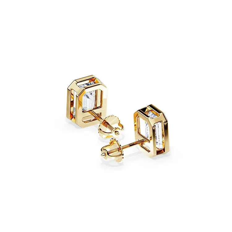 9ct Moissanite 1.0ct Solitaire Tube Set Stud Earrings - Image 4