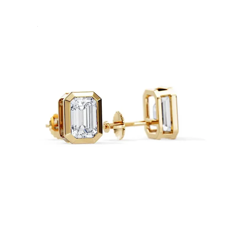 9ct Moissanite 1.0ct Solitaire Tube Set Stud Earrings - Image 6