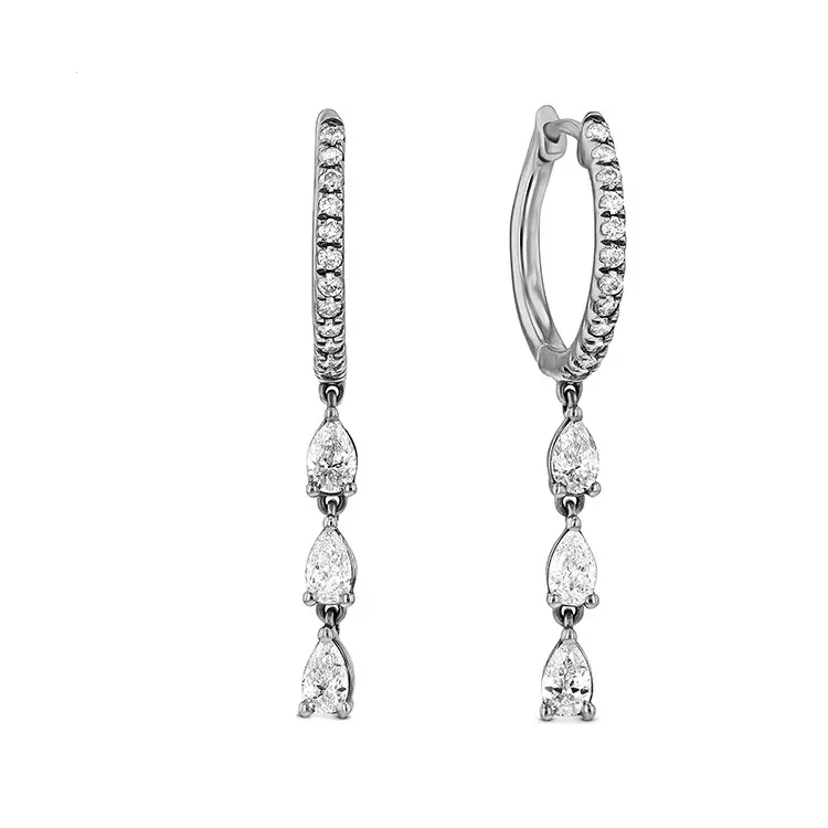 9k Gold Earrings Line Fine Jewelry Pear Moissanite Custom For Women - Image 3