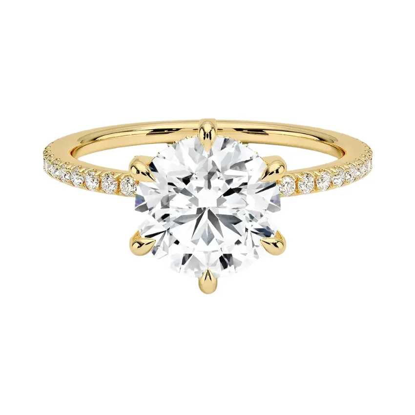 Elegant Fashion Round Cut Hidden Halo Moissanite Engagement Ring with Pave Band | Cape Town South Africa