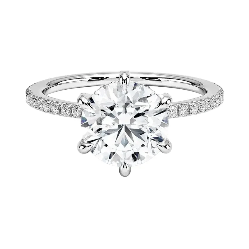 Elegant Fashion Round Cut Hidden Halo Moissanite Engagement Ring with Pave Band | Cape Town South Africa - Image 5
