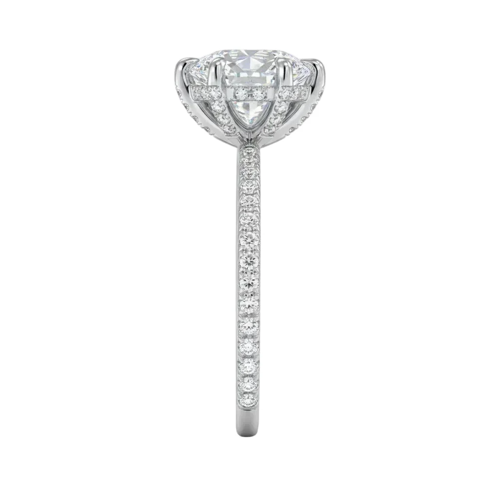 Elegant Fashion Round Cut Hidden Halo Moissanite Engagement Ring with Pave Band | Cape Town South Africa - Image 6