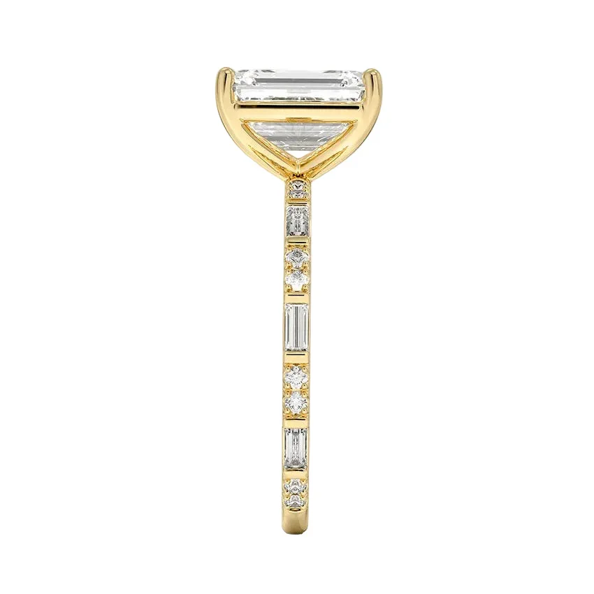 Emerald-Cut Engagement Ring with Baguette and Round Pavé Band | ApolloGem Cape Town - Image 3