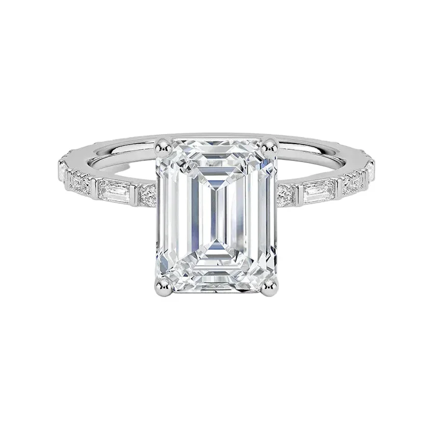 Emerald-Cut Engagement Ring with Baguette and Round Pavé Band | ApolloGem Cape Town - Image 7
