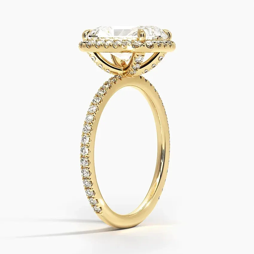 Radiant-Cut Halo Moissanite Engagement Ring with Pave - Image 2