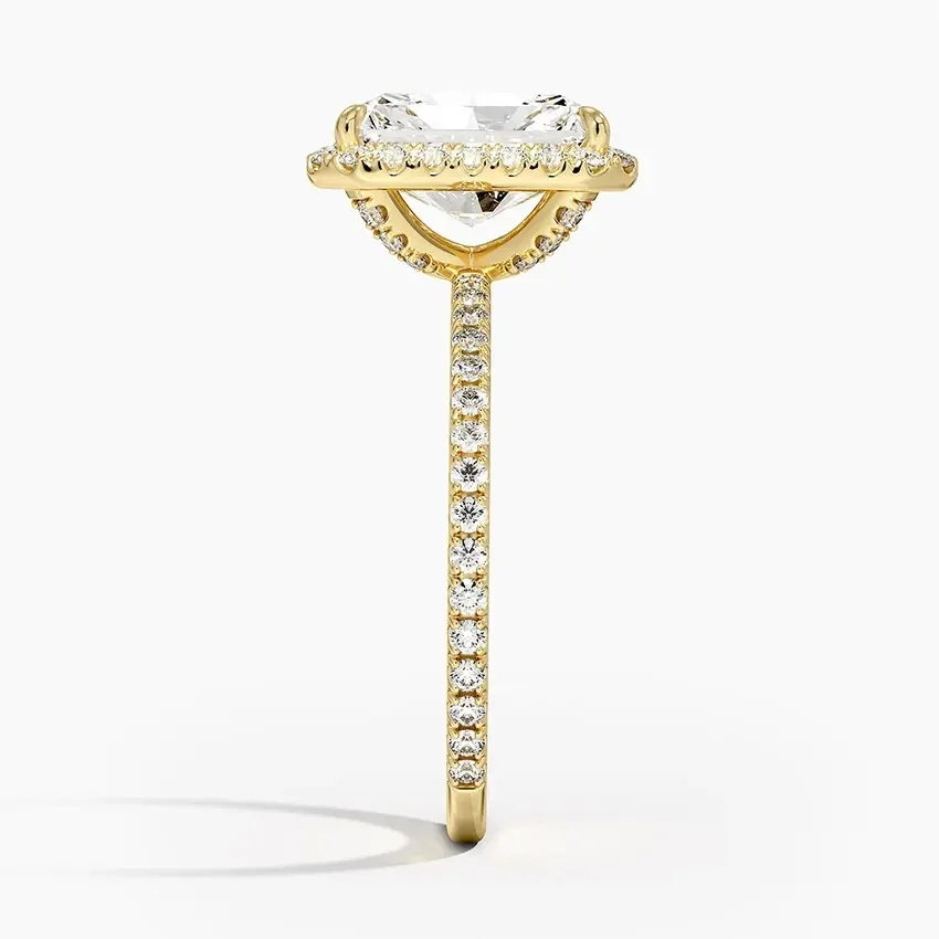 Radiant-Cut Halo Moissanite Engagement Ring with Pave - Image 4