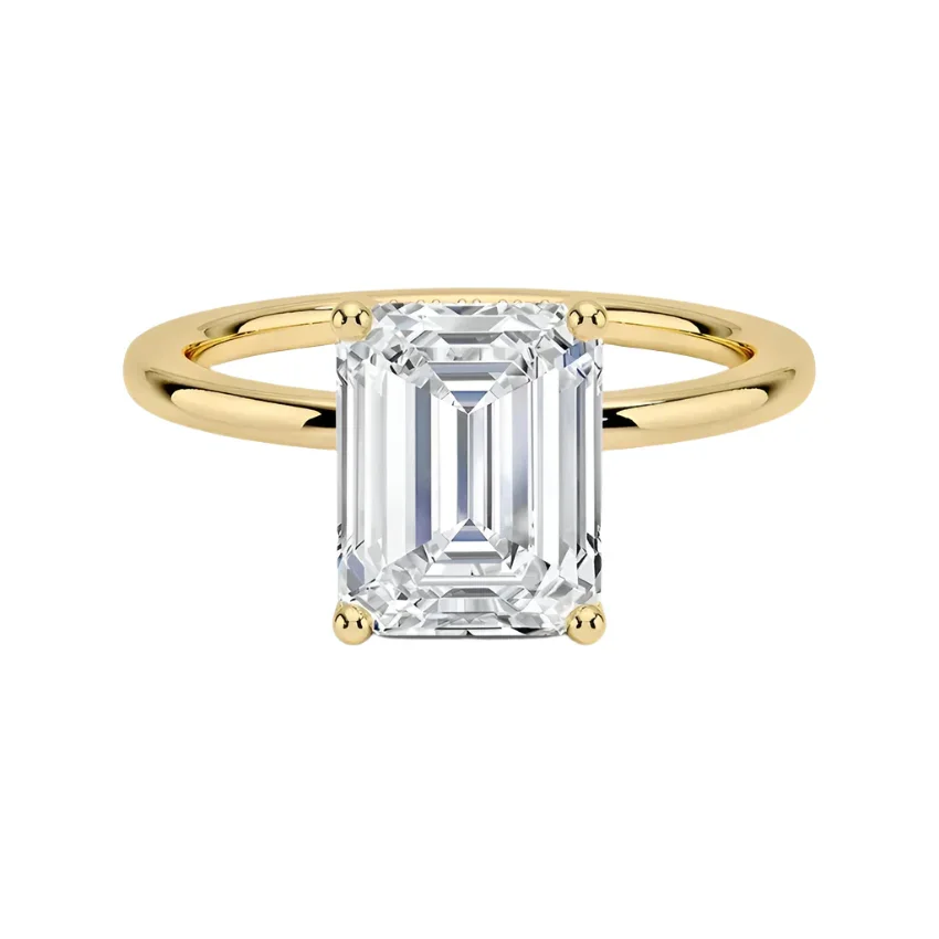 Emerald Cut Hidden Halo Solitaire Engagement Ring | ApolloGem Cape Town