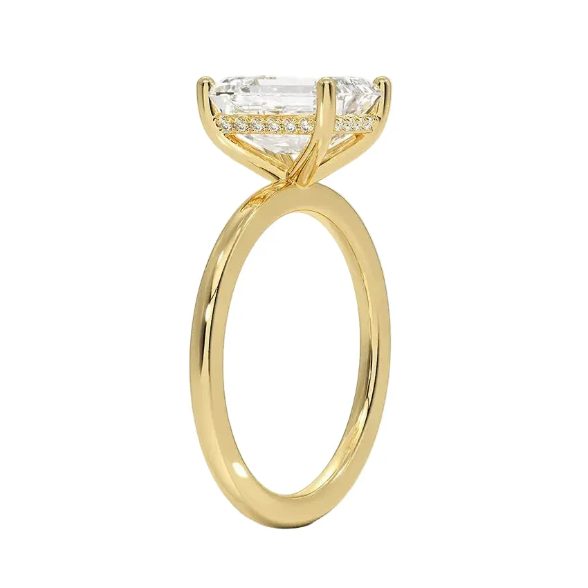Emerald Cut Hidden Halo Solitaire Engagement Ring | ApolloGem Cape Town - Image 2