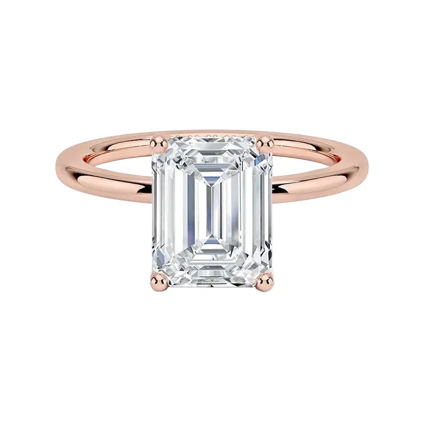 Emerald Cut Hidden Halo Solitaire Engagement Ring | ApolloGem Cape Town - Image 4