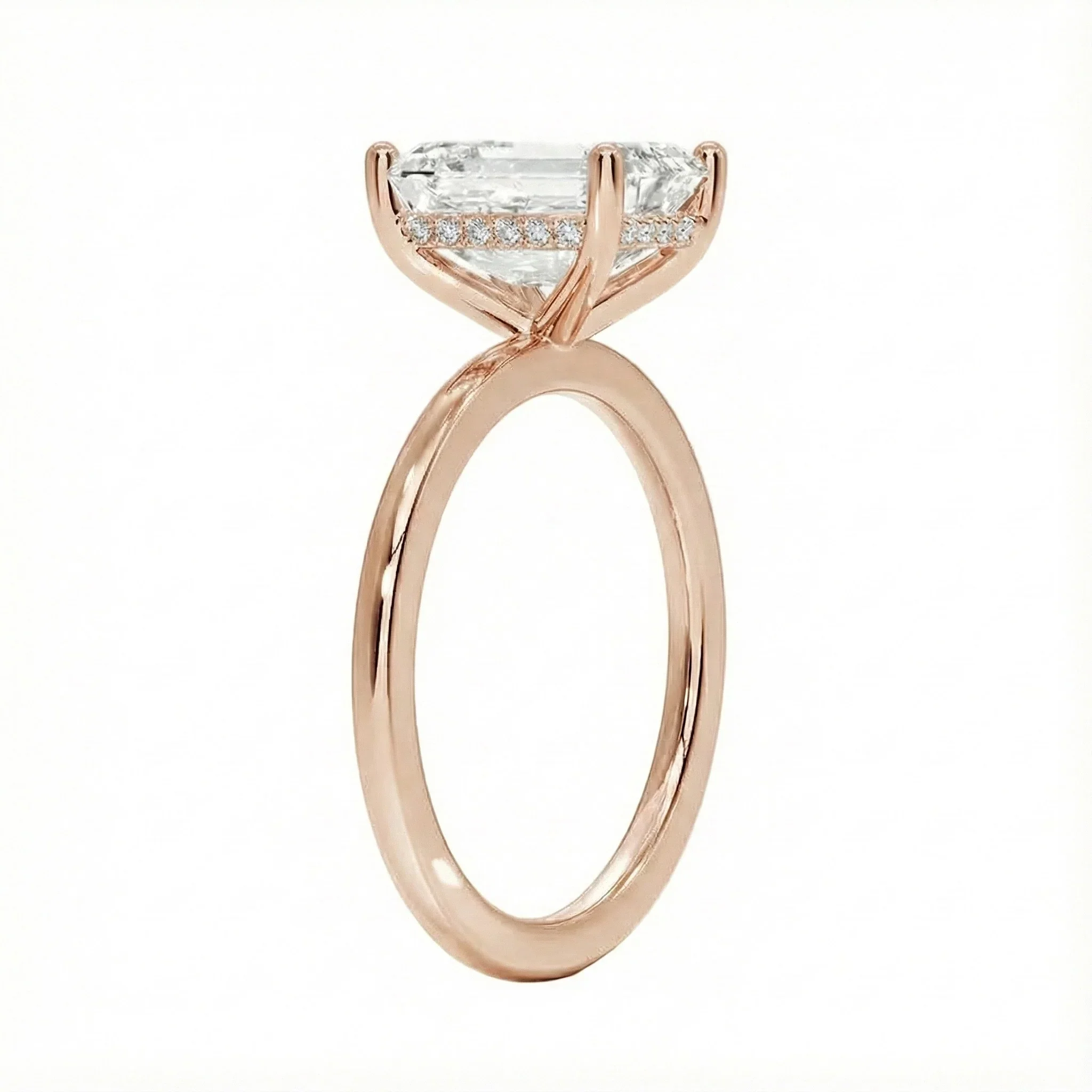 Emerald Cut Hidden Halo Solitaire Engagement Ring | ApolloGem Cape Town - Image 5