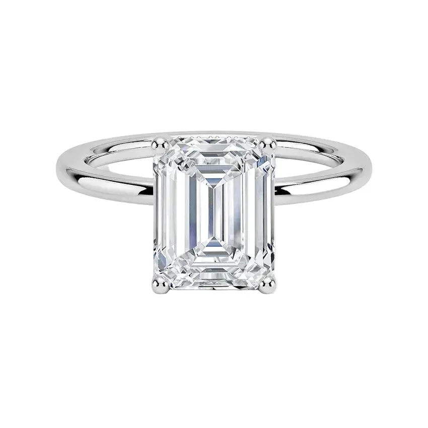 Emerald Cut Hidden Halo Solitaire Engagement Ring | ApolloGem Cape Town - Image 7