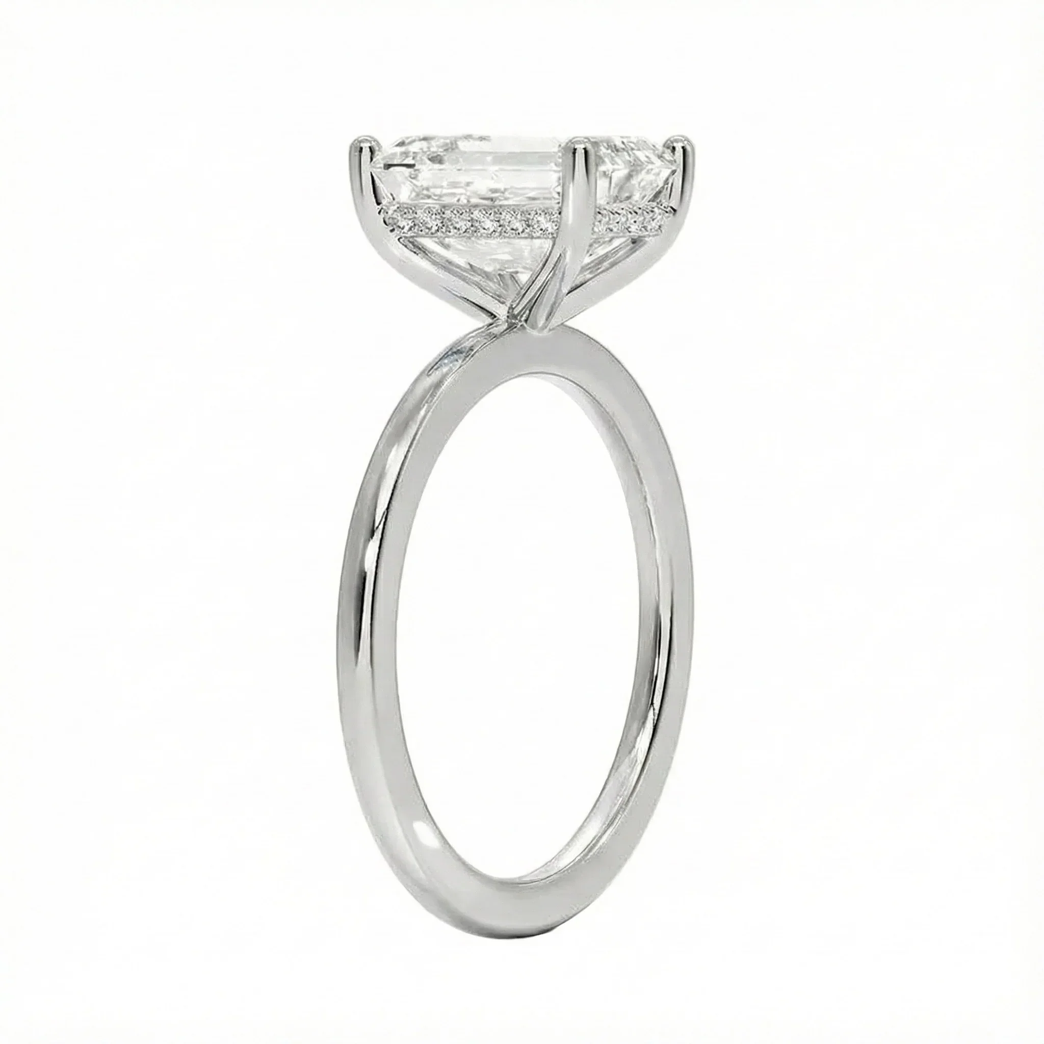 Emerald Cut Hidden Halo Solitaire Engagement Ring | ApolloGem Cape Town - Image 8