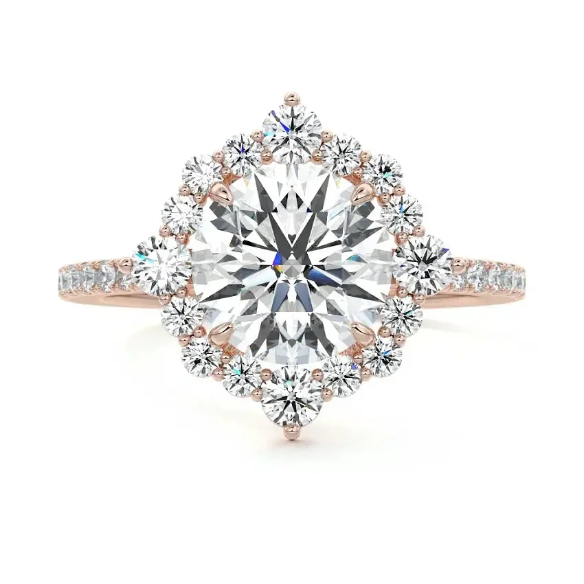 Halo Round-Cut Engagement Ring with Pavé - Image 5