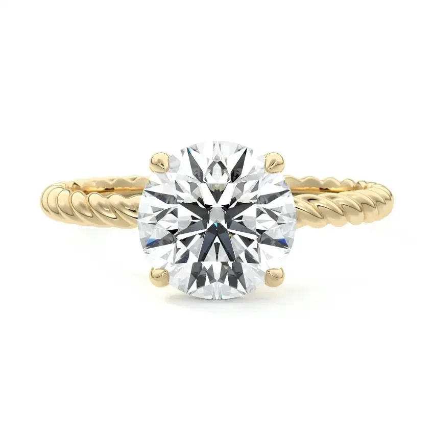 Twisted Band Round Cut Hidden Halo Engagement Ring | ApolloGem Cape Town