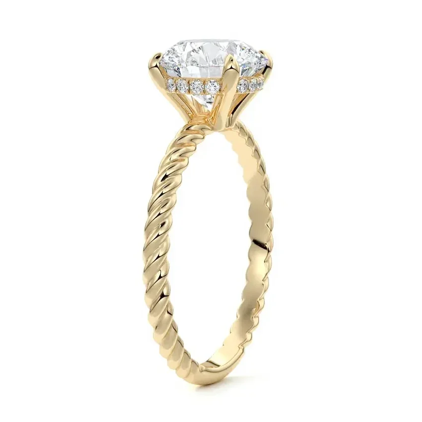 Twisted Band Round Cut Hidden Halo Engagement Ring | ApolloGem Cape Town - Image 2