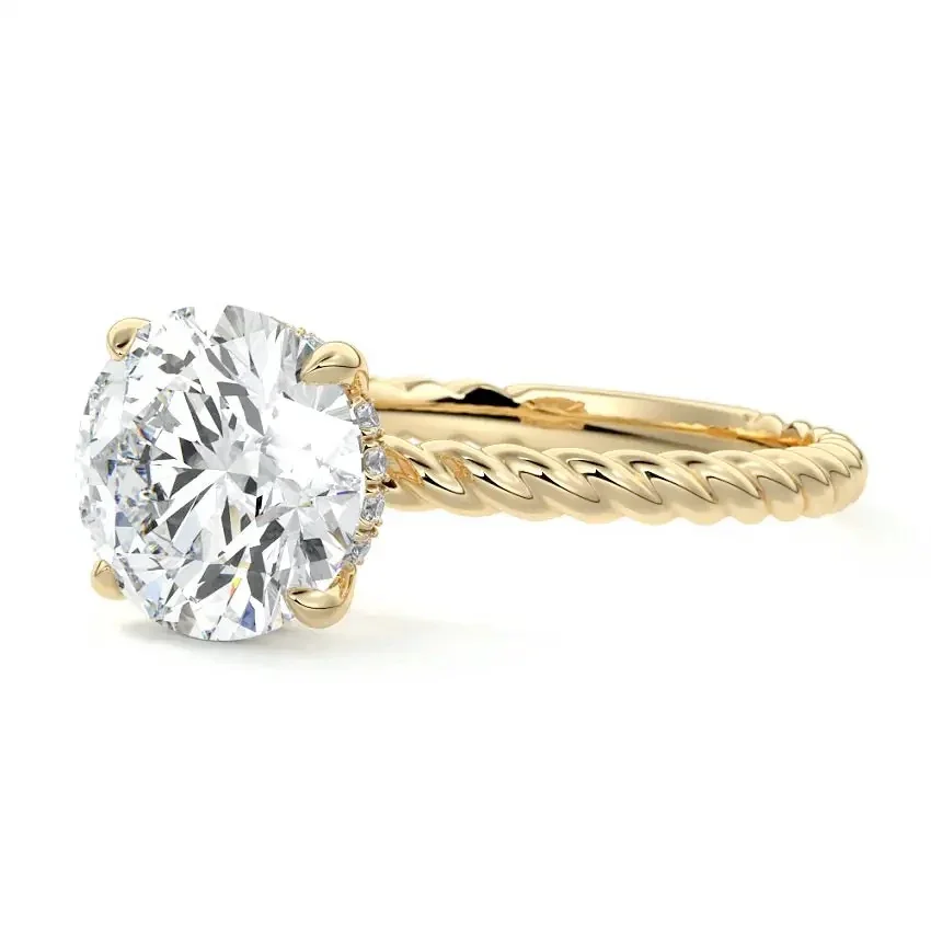 Twisted Band Round Cut Hidden Halo Engagement Ring | ApolloGem Cape Town - Image 3