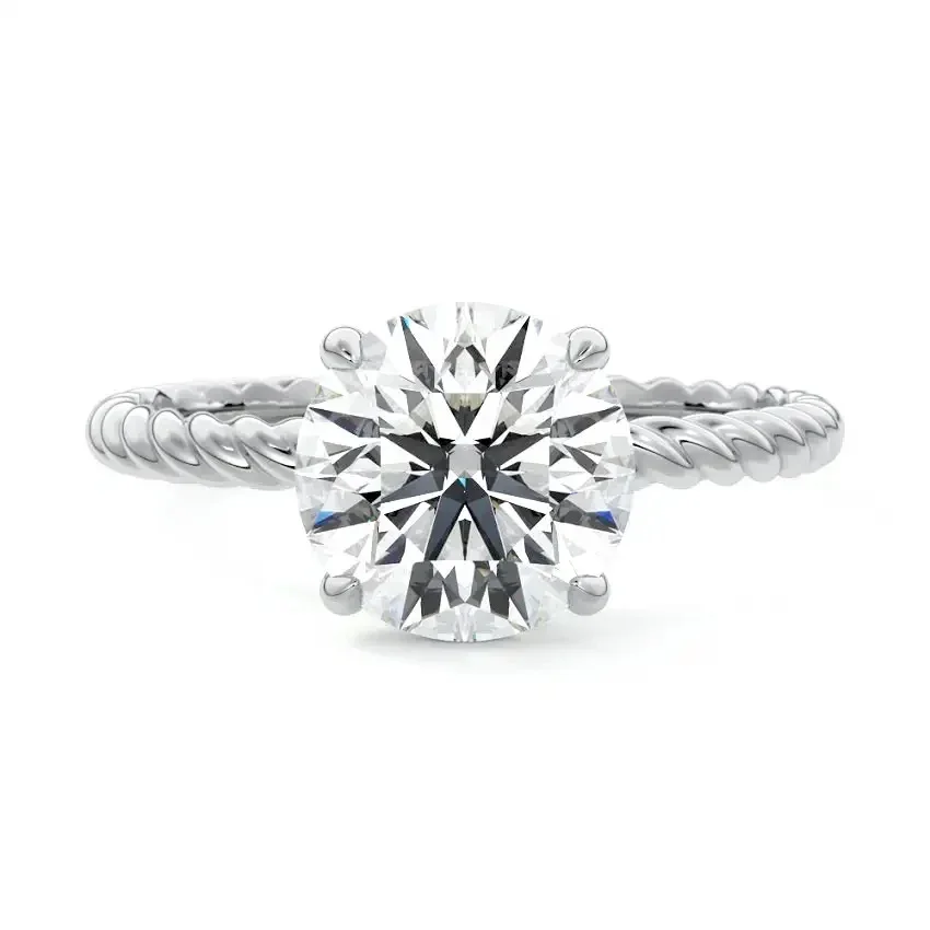Twisted Band Round Cut Hidden Halo Engagement Ring | ApolloGem Cape Town - Image 5