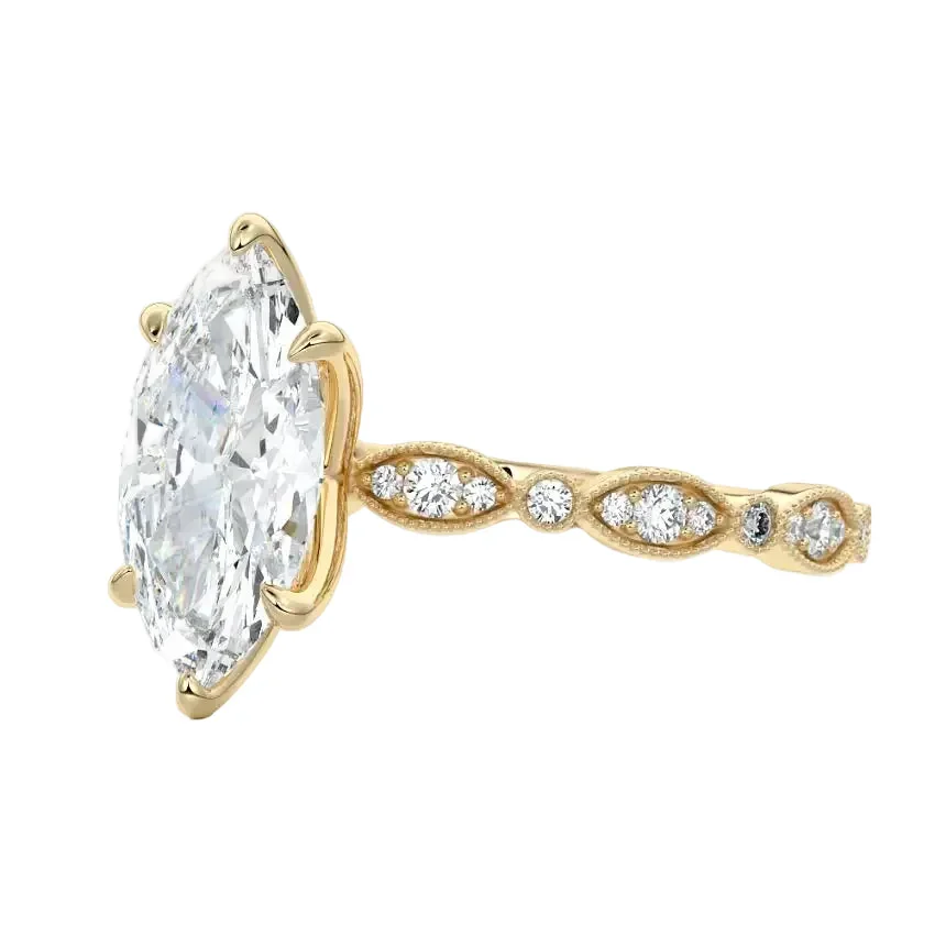 Marquise Cut Engagement Ring with Half Eternity Fancy Set Band | ApolloGem Cape Town - Image 3