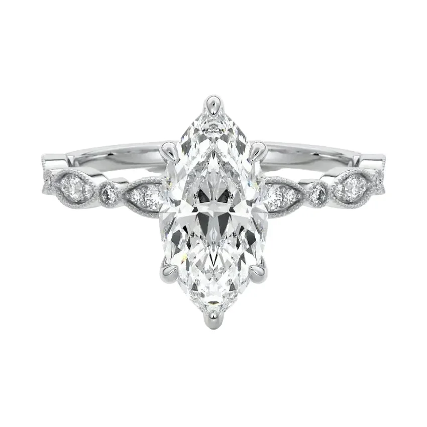Marquise Cut Engagement Ring with Half Eternity Fancy Set Band | ApolloGem Cape Town - Image 4