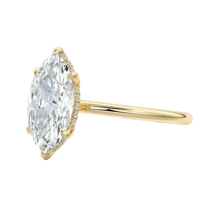 Marquise Cut Hidden Halo Solitaire Engagement Ring | ApolloGem Cape Town - Image 3