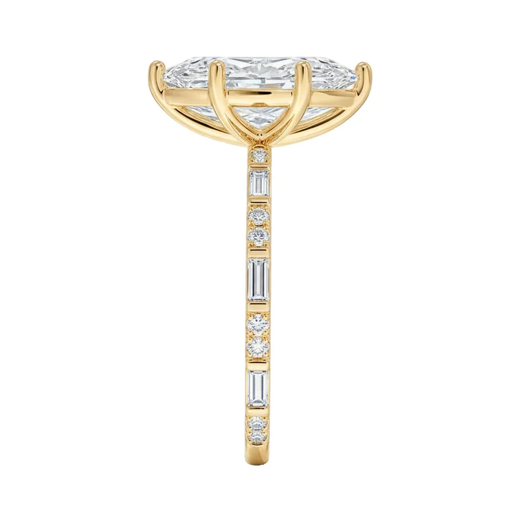 Marquise-Cut Moissanite Engagement Ring with Baguette and Round Pavé Band | ApolloGem Cape Town - Image 3