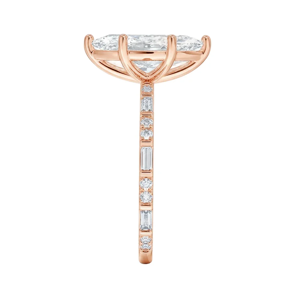 Marquise-Cut Moissanite Engagement Ring with Baguette and Round Pavé Band | ApolloGem Cape Town - Image 6