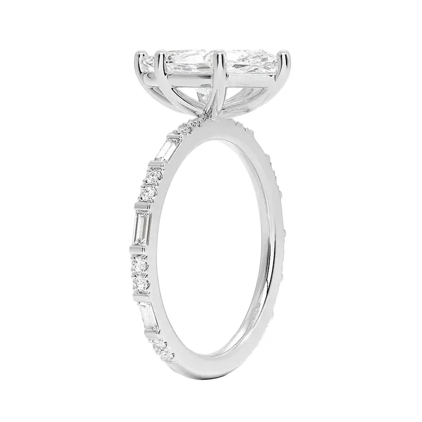 Marquise-Cut Moissanite Engagement Ring with Baguette and Round Pavé Band | ApolloGem Cape Town - Image 8
