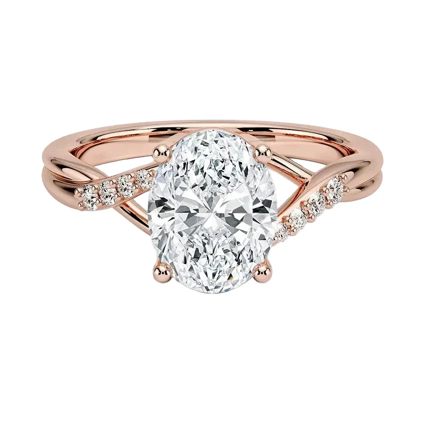 Oval Cut Engagement Ring with Stones on the Twisted V Shank | ApolloGem Cape Town - Image 4