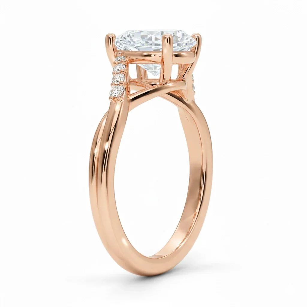 Oval Cut Engagement Ring with Stones on the Twisted V Shank | ApolloGem Cape Town - Image 5