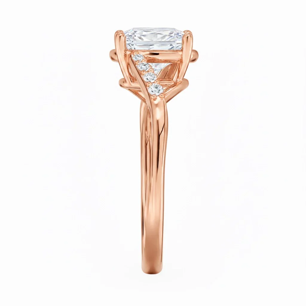 Oval Cut Engagement Ring with Stones on the Twisted V Shank | ApolloGem Cape Town - Image 6