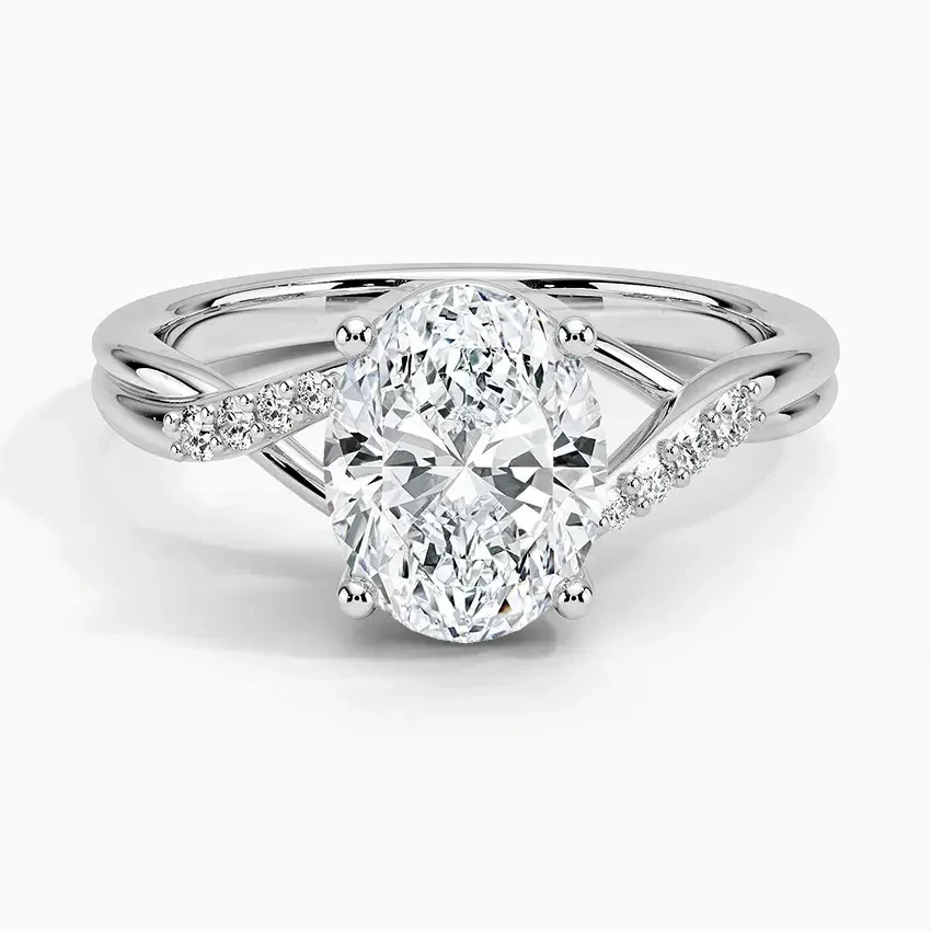 Oval Cut Engagement Ring with Stones on the Twisted V Shank | ApolloGem Cape Town - Image 7