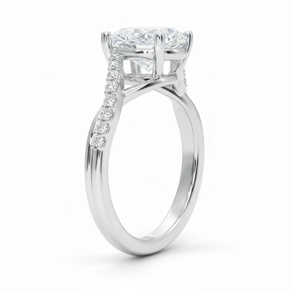 Oval Cut Engagement Ring with Stones on the Twisted V Shank | ApolloGem Cape Town - Image 8