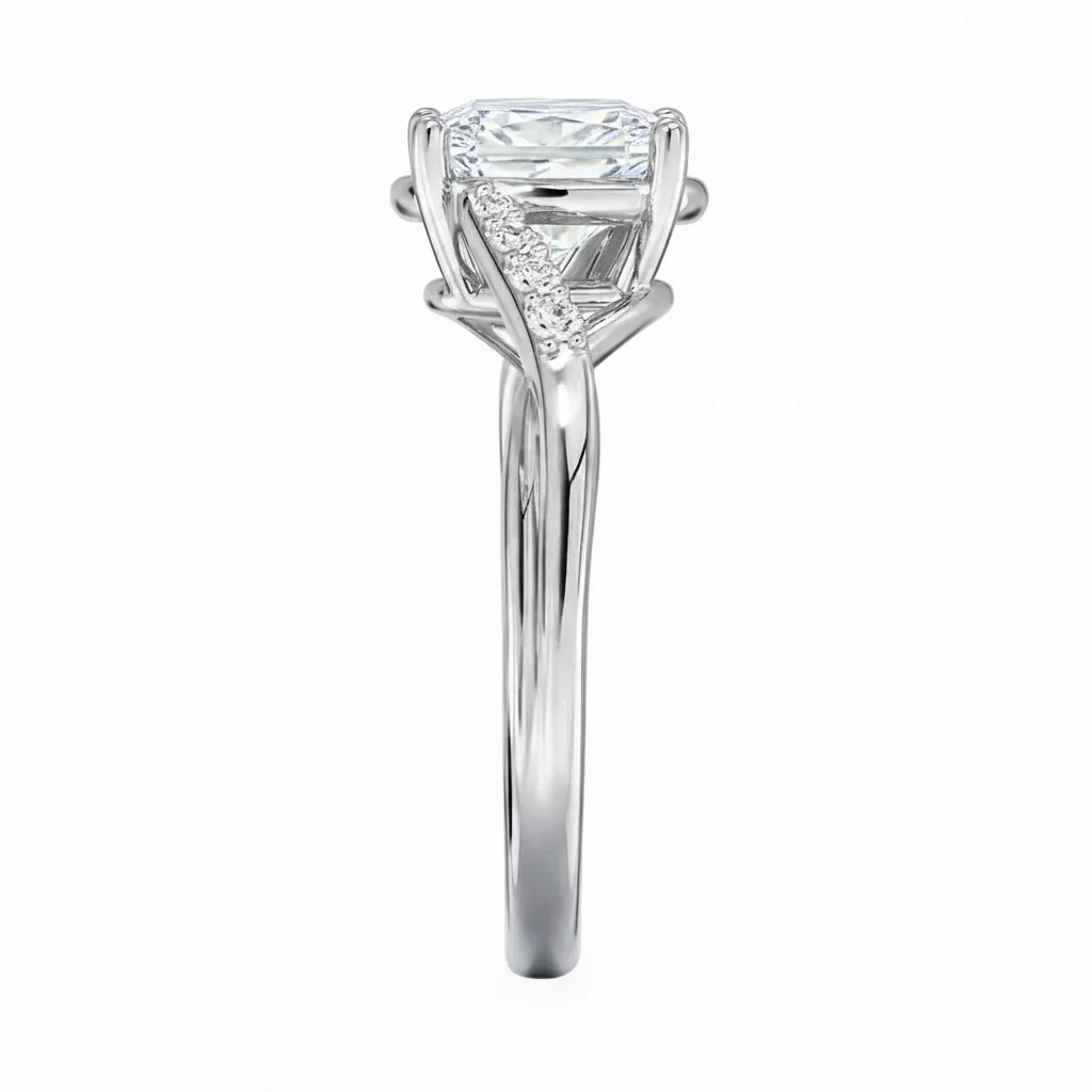 Oval Cut Engagement Ring with Stones on the Twisted V Shank | ApolloGem Cape Town - Image 9